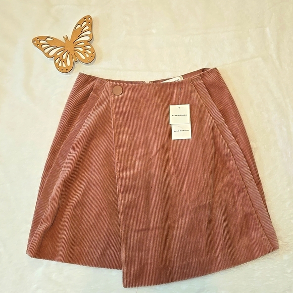 New Club Monaco 100% Cotton Corduroy Mini Skirt Rose Pink Size 0 - Picture 1 of 6